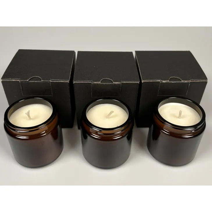 Świeca sojowa zapachowa w szkle brązowym - bawełniany knot 120 ml